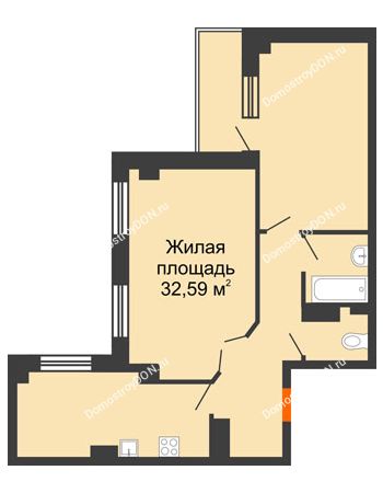 2 комнатная квартира 57,85 м² в ЖК Сокол Градъ, дом Литер 2