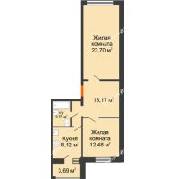 2 комнатная квартира 62,88 м² в ЖК Боровое, дом № 14 - планировка