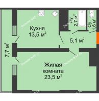 1 комнатная квартира 54,1 м², ЖК Космолет - планировка
