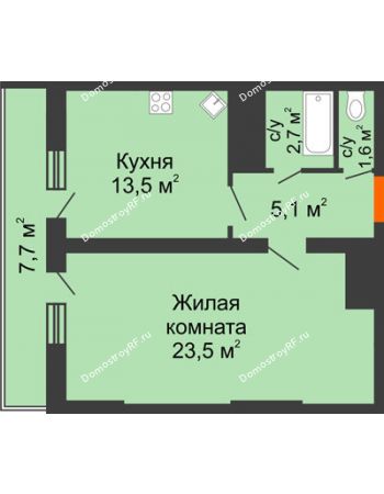 1 комнатная квартира 54,1 м² - ЖК Космолет