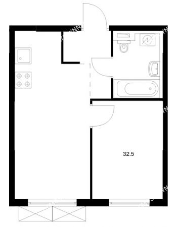 1 комнатная квартира 32,5 м² в ЖК Савин парк, дом корпус 8