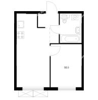 1 комнатная квартира 32,5 м² в ЖК Савин парк, дом корпус 8 - планировка