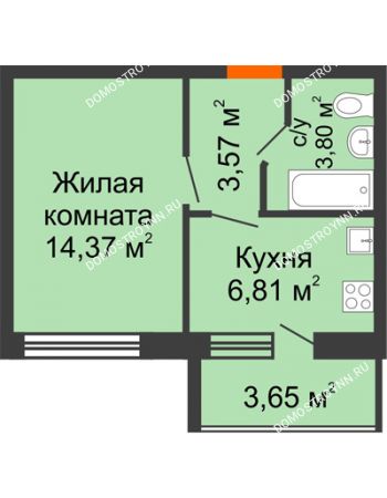1 комнатная квартира 30,38 м² в ЖК АВИА, дом № 2