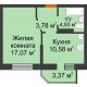 1 комнатная квартира 37,95 м² в ЖК Светлоград, дом Литер 15 - планировка