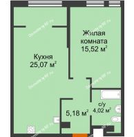 2 комнатная квартира 49,79 м² в ЖК Сердце Сибири, дом Квартал Геологов, ГП-2 - планировка