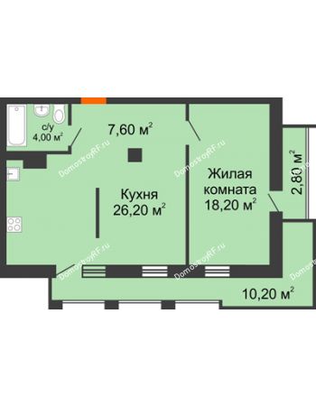 1 комнатная квартира 62,5 м² - ЖК Утро