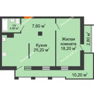 1 комнатная квартира 62,5 м², ЖК Утро - планировка