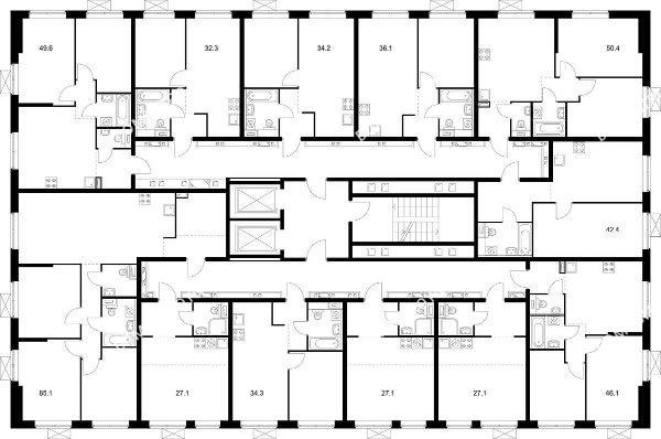 Планировка 4 этажа в доме корпус 2 в ЖК Савин парк