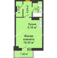 Студия 37,13 м² в ЖК Сокол на Оганова, дом Литер 2 - планировка