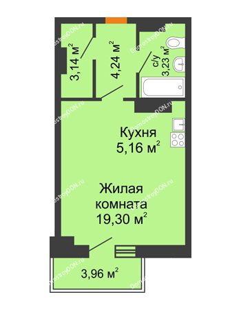 Студия 37,13 м² в ЖК Сокол на Оганова, дом Литер 2