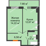 1 комнатная квартира 40,33 м² в ЖК Свобода, дом №2 - планировка