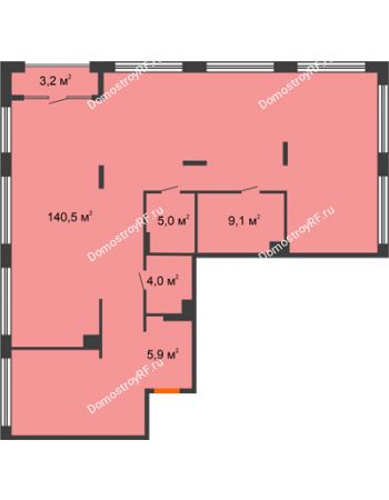 4 комнатная квартира 166,6 м² в Квартал 1А Первомайская, дом №3