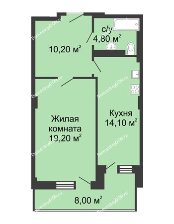 1 комнатная квартира 52 м² - ЖК Дом на Береговой