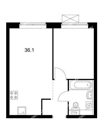 1 комнатная квартира 36,1 м² в ЖК Савин парк, дом корпус 2