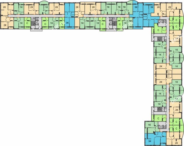 Планировка 16 этажа в доме 4 очередь - Литер 22 в ЖК Самолет