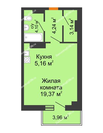Студия 37,2 м² в ЖК Сокол на Оганова, дом Литер 6