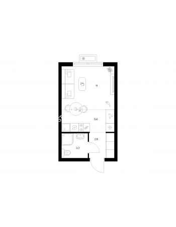 Студия 22,4 м² в ЖК Савин парк, дом корпус 9