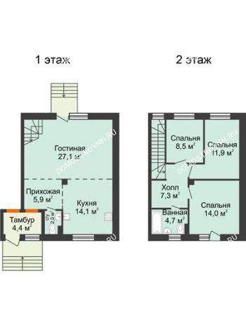 4 комнатная квартира 95,5 м² в КП Ждановский, дом № 1