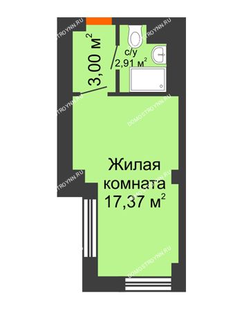 Студия 23,28 м² - Апартаменты Бирюза в Гордеевке