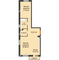 2 комнатная квартира 77,43 м² в ЖК Норма, дом № 2 - планировка