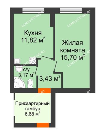 1 комнатная квартира 34,3 м² - ЖК Янтарный