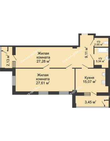 2 комнатная квартира 92,52 м² - ЖК Rems Residence (Ремс Резиденс)