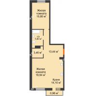 2 комнатная квартира 72,5 м² в ЖК Норма, дом № 2 - планировка