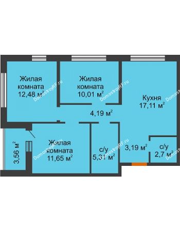 3 комнатная квартира 68,42 м² в Жилой Район Никольский, дом ГП-54