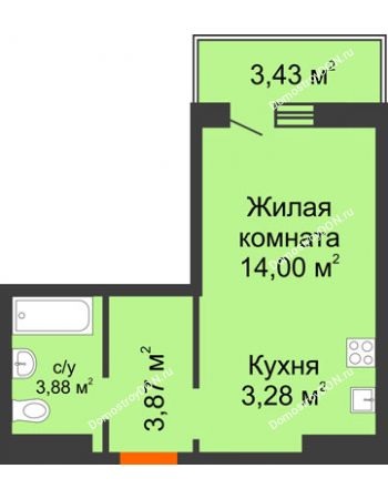 Студия 26,06 м² в ЖК Суворовский, дом Литер 10, Участок 123 - ЖК "Мозаика"