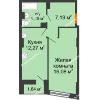1 комнатная квартира 41,02 м² в ЖК Рубин, дом Литер 3 - планировка