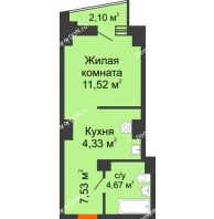 Студия 29,1 м² в ЖК Рубин, дом Литер 1 - планировка