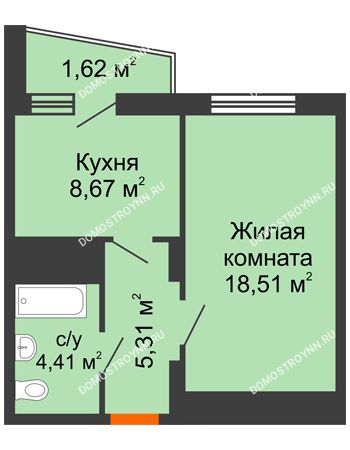 1 комнатная квартира 38,46 м² - ЖД Звездный
