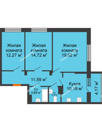 3 комнатная квартира 78,83 м² - ЖК Галактика