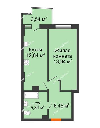 1 комнатная квартира 39,06 м² в ЖК Сердце Ростова 2, дом Литер 8