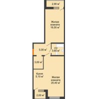 2 комнатная квартира 55,6 м² в ЖК Самолет, дом 1 очередь - Литер 4 - планировка