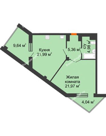 1 комнатная квартира 61,14 м² в ЖК Чернавский, дом 2 этап 
