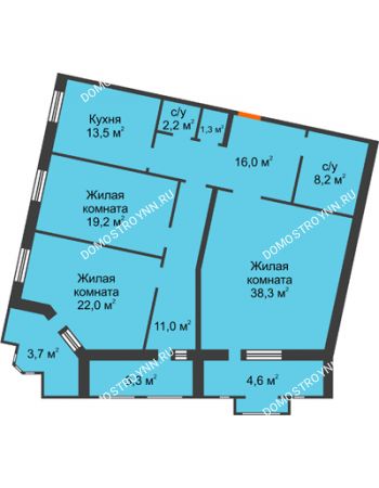 3 комнатная квартира 143,3 м² - ЖД по ул. Варварская