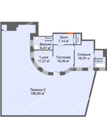 2 комнатная квартира 127,957 м² в ЖК Плотничный, дом № 1