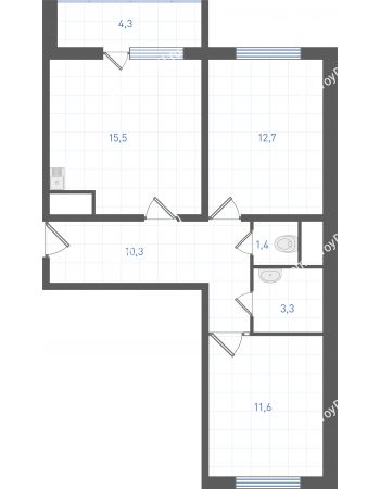 2 комнатная квартира 57 м² в ЖК Левенцовка парк, дом Корпус 8-12.2