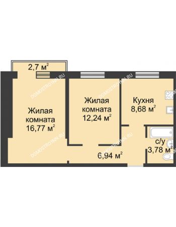 2 комнатная квартира 49,19 м² в ЖК Тридесятое (Экопарк Березовка), дом № 19
