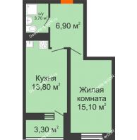 1 комнатная квартира 40,8 м² в ЖК Звезда Столицы, дом литер 6 - планировка