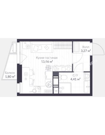 Студия 22 м² в ЖК Veren Nort Сертолово, дом Дом 11, корпус 8