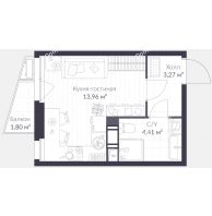 Студия 22,18 м² в ЖК Верен Норт Сертолово (Veren Nort Сертолово), дом 11, корпус 8 - планировка