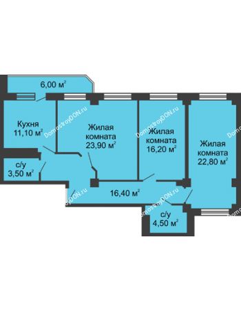 3 комнатная квартира 101,4 м² - ЖК Крылья Ростова