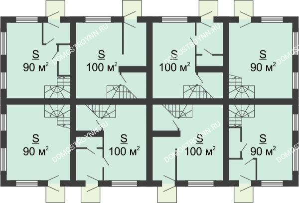 Планировка 1 этажа в доме № 15-1 (от 90 до 100 м2) в КП Баден-Баден