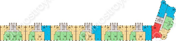 Планировка 4 этажа в доме № 208 в ЖК Солнечный город