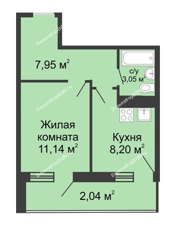 1 комнатная квартира 32,38 м² - ЖК Центральный-3