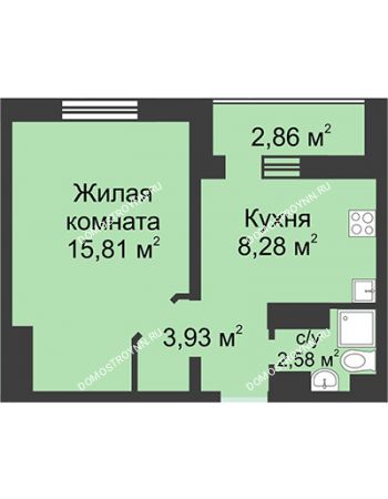 1 комнатная квартира 32,03 м² в ЖК Корабли, дом № 1