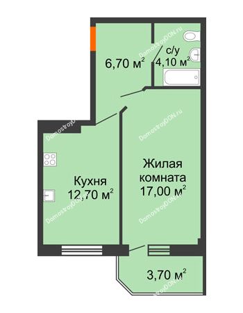 1 комнатная квартира 44,2 м² в ЖК Три Сквера (3 Сквера), дом № 31