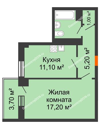 1 комнатная квартира 39,91 м² в ЖК Сокол Градъ, дом Литер 3 (6)